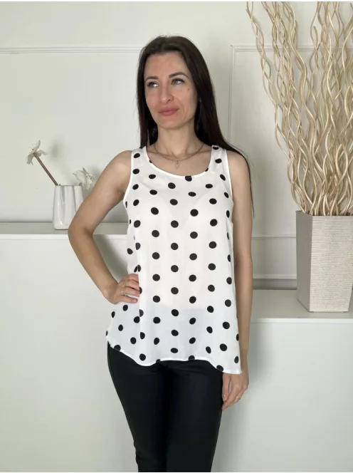 ÚJ Primark (M) Fehér Fekete Pöttyös Enyhén Áttetsző Felső