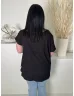   Shein (XL) Fekete Nyakánál Díszköves, Anyagában Mintás Lenge Fazonú Felső