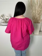 M&S (XXL) Ciklámen Nyakban Megköthető 100% Pamut Alapanyagú Felső