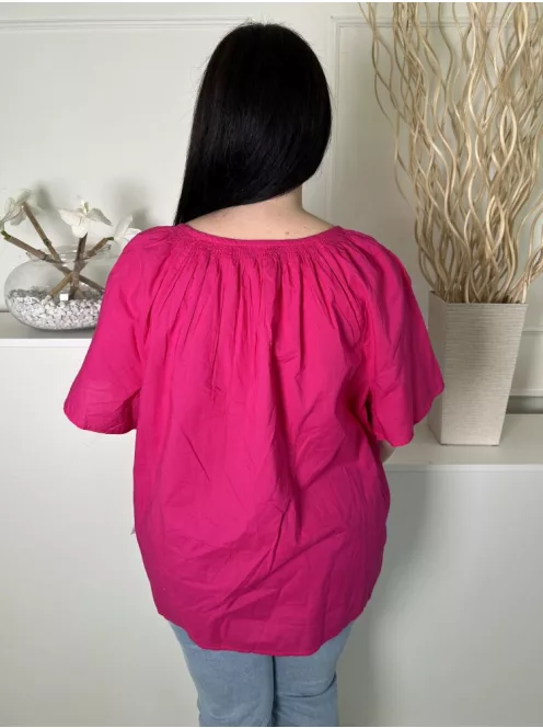 M&S (XXL) Ciklámen Nyakban Megköthető 100% Pamut Alapanyagú Felső