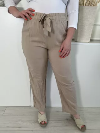   Primark (XL) Világosbarna Gumisderekú, Elől Díszmegkötős Vékony Anyagú Nadrág
