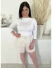   H&M (XL) Drapp Gumisderekú, Zsebes 100% Len Alapanyagú Rövidnadrág