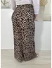  ZARA (XL) Sárgásbarna Leopárdmintás, Gumisderekú Bőfazonú Nadrág