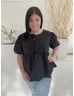   Boohoo (XL) Fekete Mellnél Megkötős, Derékban Szabott Oldalt Cipzáros, Gumis Ujjvégű, 100% Pamut Felső