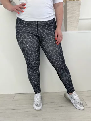   Primark (L) Fekete Elől Fehér Mintás, Gumisderekú Hátul Lábszárán Hálós Anyagú Nadrág