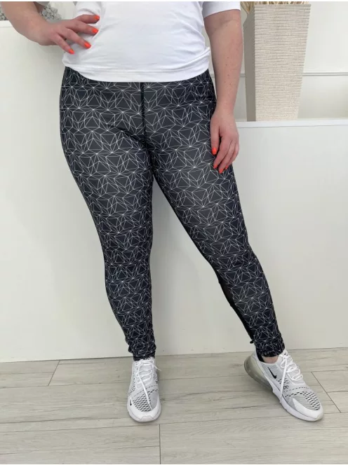 Primark (L) Fekete Elől Fehér Mintás, Gumisderekú Hátul Lábszárán Hálós Anyagú Nadrág