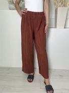 Lindex (S) Barna Gumisderekú, Pliszírozott Lenge Fazonú Nadrág