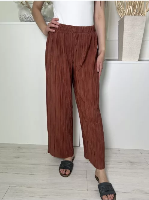 Lindex (S) Barna Gumisderekú, Pliszírozott Lenge Fazonú Nadrág