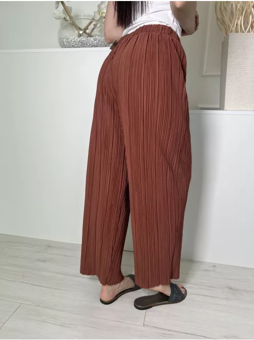 Lindex (S) Barna Gumisderekú, Pliszírozott Lenge Fazonú Nadrág