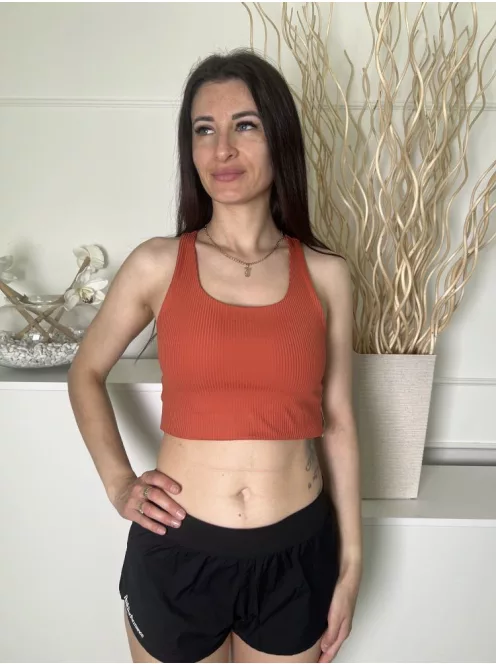 Girlfriend Collective (M) Tégla Anyagában Bodázott, Pántos Rugalmas Anyagú, Rövid Fazonú Felső