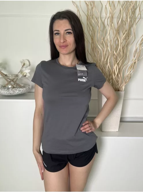 ÚJ Puma (XS) Szürke Kerek Nyakú, 100% Pamut Mellnél Feliratos Felső