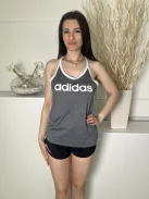 Adidas (S) Szürke Cirmosmintás, Mellnél Feliratos Pántos Felső