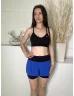   Sweaty Betty (S) Kék-Fekete Gumisderekú, Hátul Deréknál Zsebes Rugalmas Anyagú Rövidnadrág