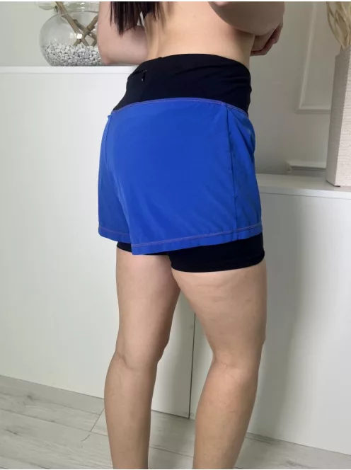 Sweaty Betty (S) Kék-Fekete Gumisderekú, Hátul Deréknál Zsebes Rugalmas Anyagú Rövidnadrág