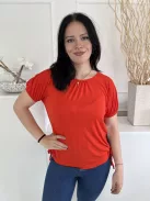 Next (M) Vérnarancs Oldalt Húzott, Megkötős Gumis Ujjvégű, Csónak Nyakú Felső
