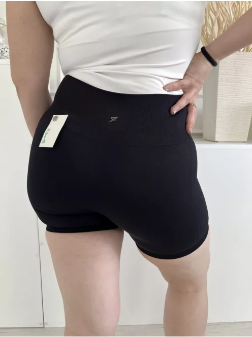 Primark (M) Fekete Anyagában Bordázottt, Gumisderekú Rugalmas Anyagú Rövidnadrág
