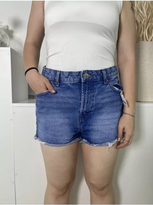 Primark (L) Kék Elől Gombos, Zsebes Rojtos Aljú, Farmer Rövidnadrág