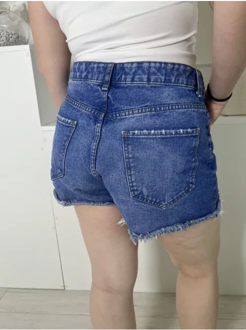 Primark (L) Kék Elől Gombos, Zsebes Rojtos Aljú, Farmer Rövidnadrág