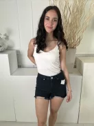 Boohoo (XS) Fekete Elől Gombos, Zsebes Rojtos Aljú, Farmer Rövidnadrág
