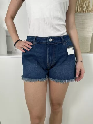   Primark (S) Sötétkék Elől Gombos, Zsebes Rojtos Aljú, Farmer Rövidnadrág