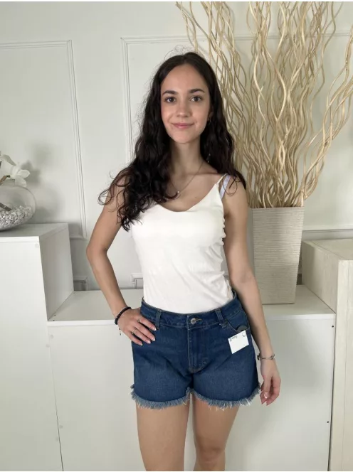 Primark (S) Sötétkék Elől Gombos, Zsebes Rojtos Aljú, Farmer Rövidnadrág