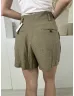   ZARA (S) Khaki Elől Kapcsos, Övtartós 50% Len Alapanyagú Rövidnadrág