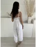   Asos (XS) Fehér Anyagában Mintás, Fodros Szegélyű Hátul Gombos, 100% Pamut Alapanyagú Overál