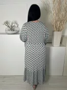 Boden (XL) Fehér Zöld Mintás, Gumis Ujjvégű Mellnél Díszlapolású, 50% Pamut Alapanyagú Ruha