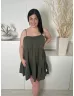   New Look (L) Khaki Fodros, 100% Pamut Alapanyagú Állítható Pántú Ruha