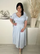 Grace Karin (L) Vízkék Derékban Darázsolt, Gumírozott Vállú Mellnél Ráncolt, 98% Pamut Alapanyagú Ruha