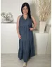  ÚJ Store Twenty One (XL) Borongóskék Nyakban Megkötős, Hátul Darázsolt Fodros Aljú, 100% Pamut Ruha
