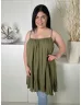   ÚJ New Look (XL) Khaki Hátul Keresztpántos, Fodros Aljú Lenge Fazonú Felső