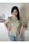 River Island (M) Khaki Horgoltmintás, Csipkeszegélyes Gumisderekú, Kerek Nyakú, 100% Pamut Felső