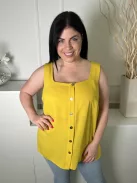 Dorothy Perkins (XL) Sárga Elől Végig Gombos, Pántos Oldalt Sliccelt, Kerekített Aljú Felső