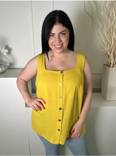 Dorothy Perkins (XL) Sárga Elől Végig Gombos, Pántos Oldalt Sliccelt, Kerekített Aljú Felső