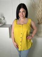 Dorothy Perkins (XL) Sárga Elől Végig Gombos, Pántos Oldalt Sliccelt, Kerekített Aljú Felső