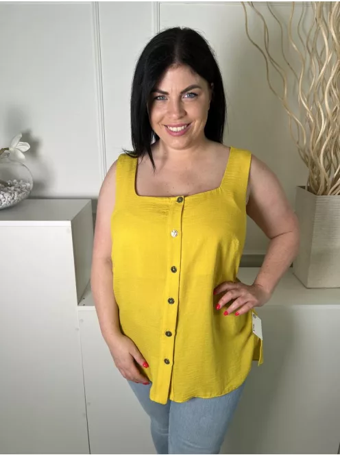 Dorothy Perkins (XL) Sárga Elől Végig Gombos, Pántos Oldalt Sliccelt, Kerekített Aljú Felső