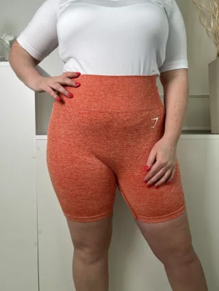   Gymshark (L) Narancs Anyagában Cirmosmintás Rugalmas Anyagú Rövidnadrág