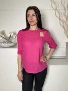 ÚJ Gallery (M) Pink Anyagában Lyukacsos Mintás Hátul Nyakban Gombos, 95% Pamut Felső