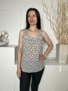 Fat Face (M) Halvány Rózsaszín Zöld Levélmintás, Mellnél Gombos 100% Pamut Alapanyagú Felső