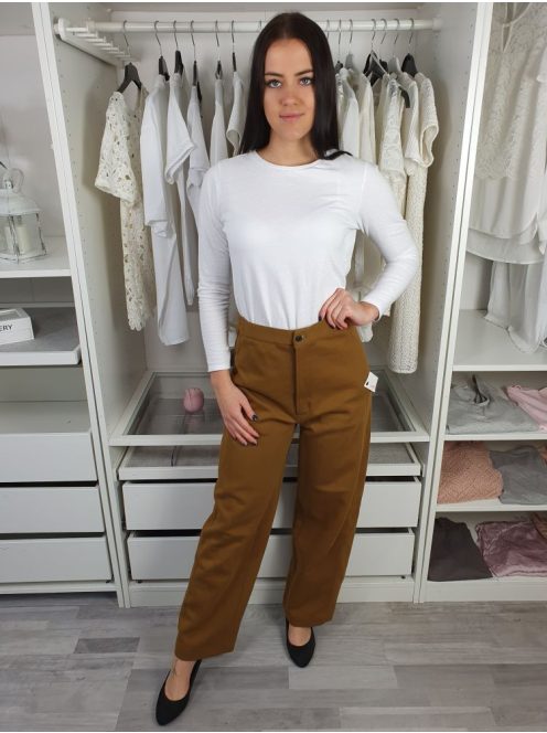  Uniqlo (S) Mustárbarna Gombos, Zsebes Elől Hosszanti Varrású Nadrág