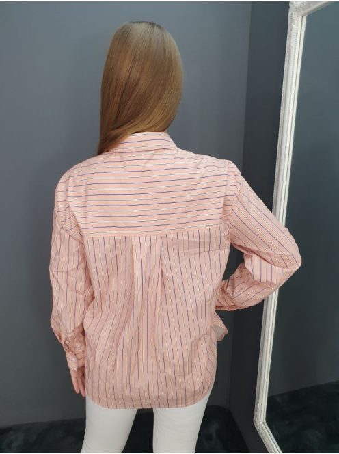 Asos (S) Barack-Kék Csíkos, Gombos Galléros, Kerekített Aljú Felső