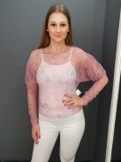 ZARA (M) Lila Növénymintás Áttetsző, Bélés Nélküli! Felső