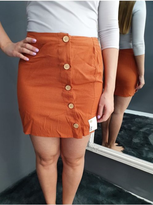 Muse (M) Rőtbarna Elől Sréhen Gombos Nem Rugalmas Anyagú Szoknya