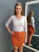 Muse (M) Rőtbarna Elől Sréhen Gombos Nem Rugalmas Anyagú Szoknya