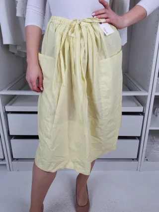   UniQlo (S) Neon Sárga Derékban Összehúzható, Megkötős Zsebes Szoknya