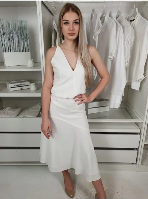 Reiss (XXS) Fehér Hátul Cipzáros Fodros Aljú Ruha