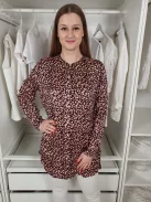 Lollys Laundry (M) Fekete Rózsaszín Apró Virágos Elől Végig Gombos, Szatén Anyagú Felső