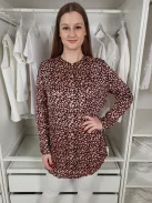 Lollys Laundry (M) Fekete Rózsaszín Apró Virágos Elől Végig Gombos, Szatén Anyagú Felső