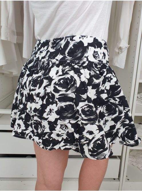 Tami (M) fekete-Fehér Mintás Hátul Cipzáras Szoknya